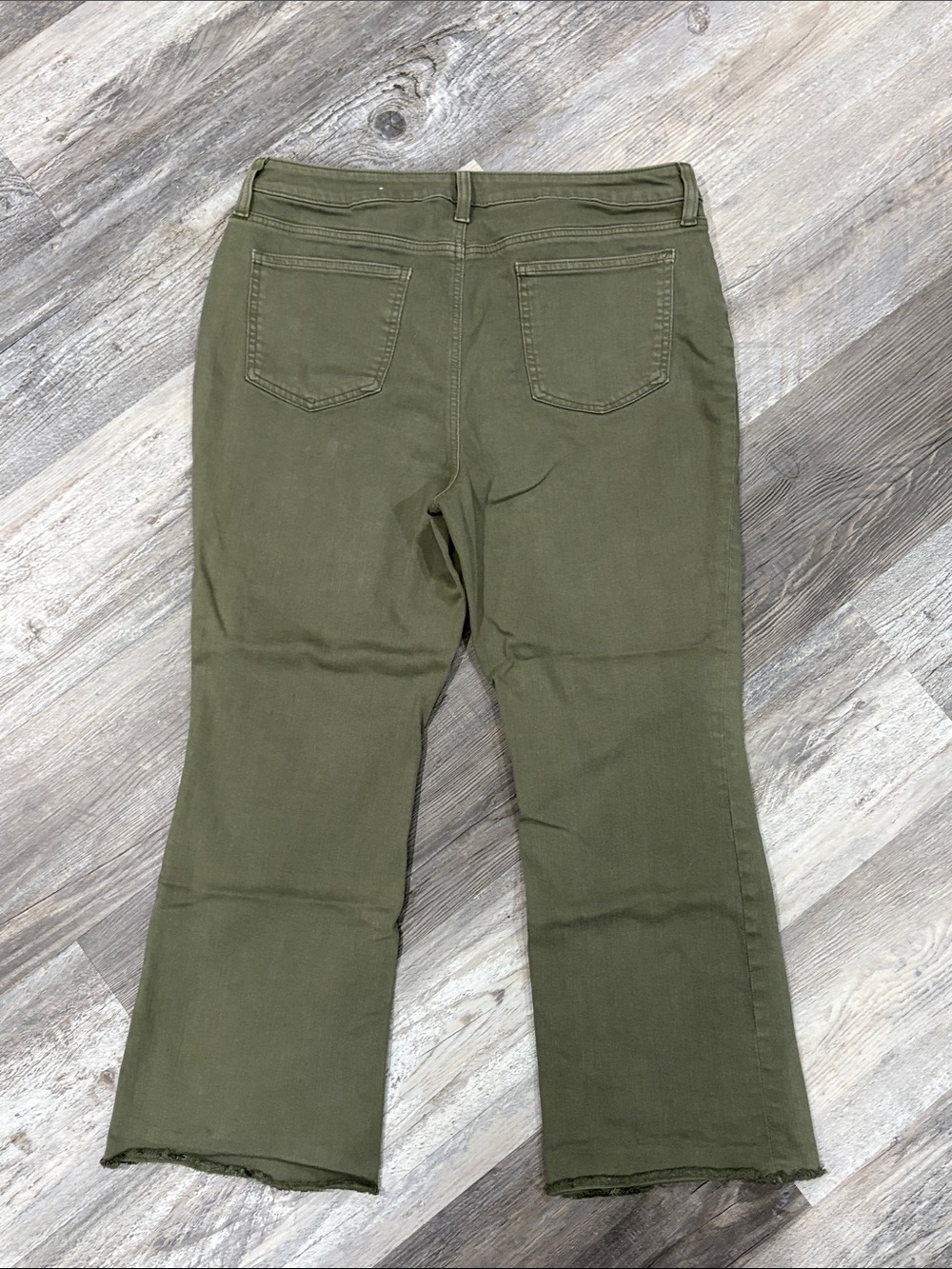 Chico's So Slimming Girlfriend Kick Flare Jeans in a khaki/olive green - Picture 2 of 11